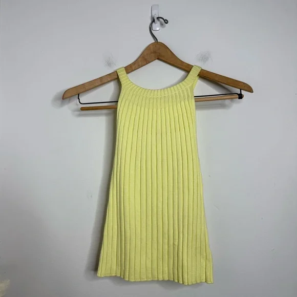Anthropologie Canary Yellow Zadkine Ribbed Knit Sweater Tank Size XS Linen Blend - Picture 3 of 16